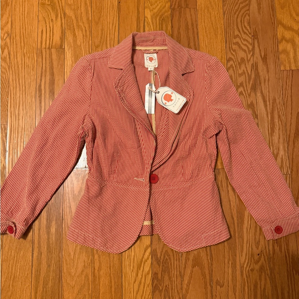 Tulle Red and White Striped Blazer